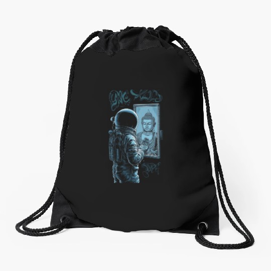 Astronaut Buddha Drawstring Bags, Graffiti Street