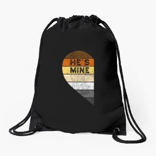 Bear Pride Couple Heart I'm His He's Mine Matching Drawstring Bags