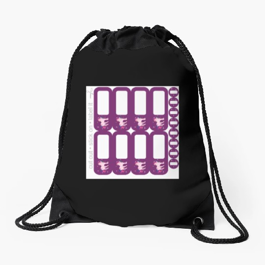 DIY School Sticker - Fantasy Unicorn Purple - 16 Drawstring Bags