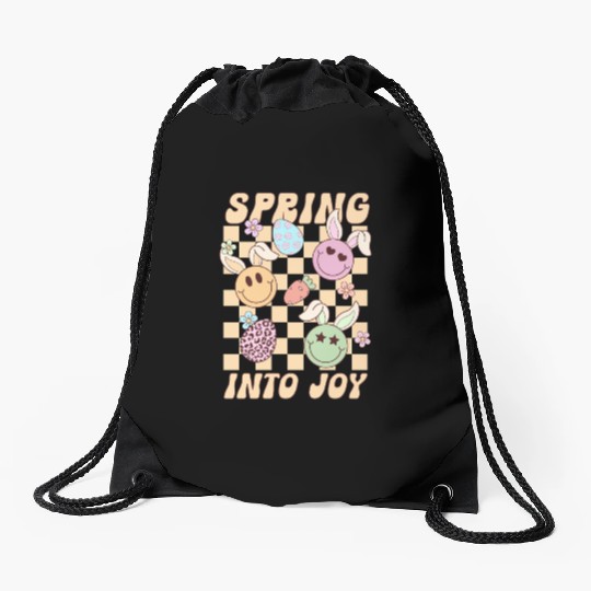Spring Into Joy Cute Easter Design for Kids Drawstring Bags