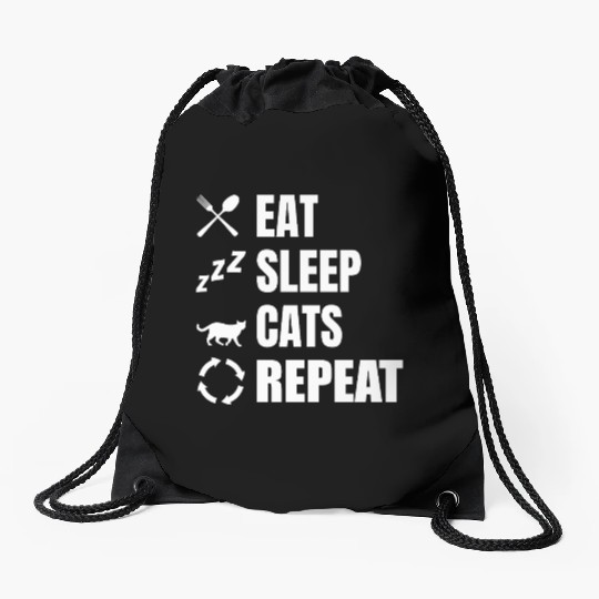 Cat Owner Daily Routine Drawstring Bags