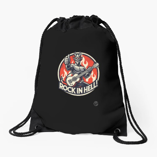Rock in Hell Guitar Demon Drawstring Bags