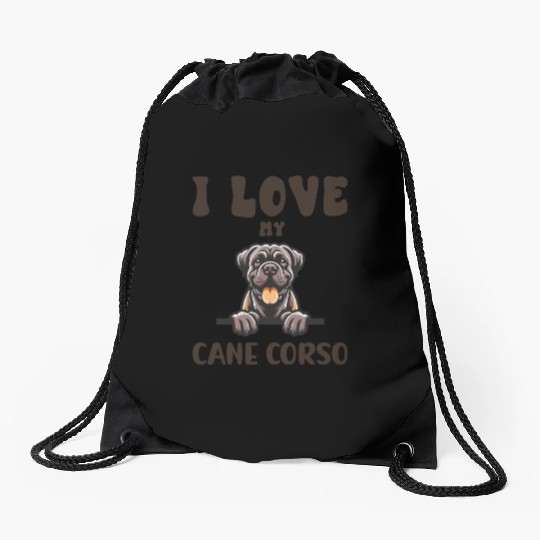 I Love My Cane Corso Drawstring Bags