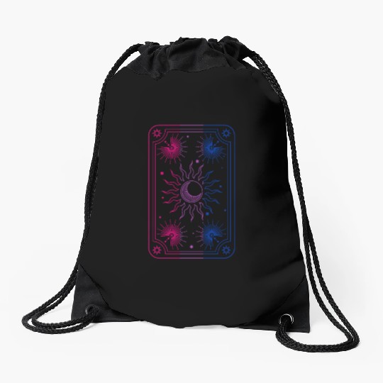 Mystical Tarot Card Sun in Bisexual Flag Colors Drawstring Bags