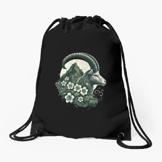 Capricorn Zodiac Sign - Mountain Goat Astrology Drawstring Bags