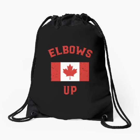 Elbows Up Canada Vintage Anti Trump Tarriff Slogan Drawstring Bags