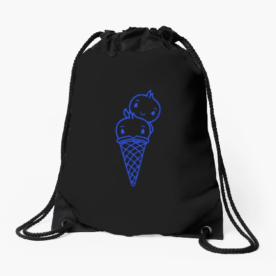 Two Birds Ice Cream Waffle Scoops Greeting Waving Drawstring Bags