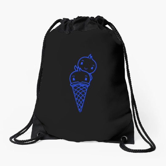 Two Birds Ice Cream Waffle Scoops Greeting Waving Drawstring Bags