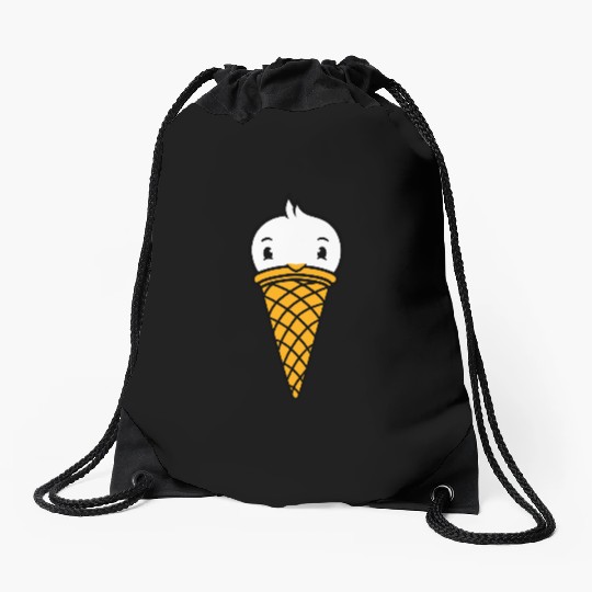 Bird Ice Cream Waffle Scoops Summer Yummy eating Drawstring Bags
