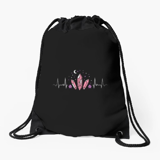 Lesbian Heartbeat Crystals Moon Stars Pride Drawstring Bags