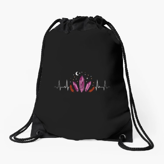Lesbian Heartbeat Crystal Magic Mystic Pride Drawstring Bags