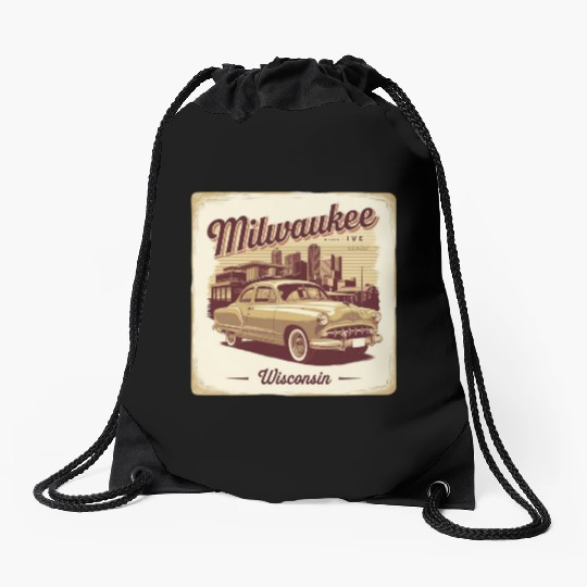 Milwaukee Souvenir and Travel Gift Idea Drawstring Bags