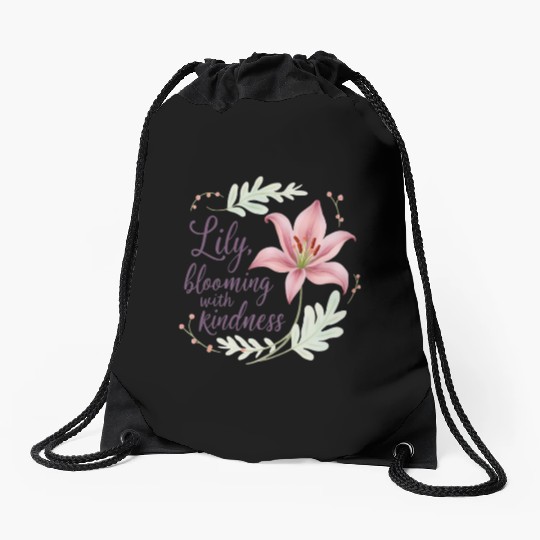 Lily, blooming with kindness Drawstring Bags