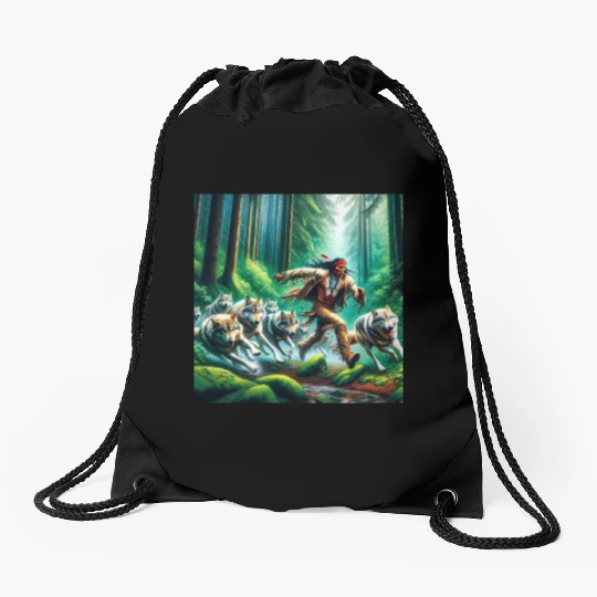 Native American Runner Drawstring Bags