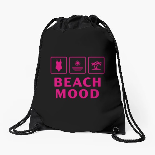 Beach Mood Summer Sun Sea Vacation Drawstring Bags