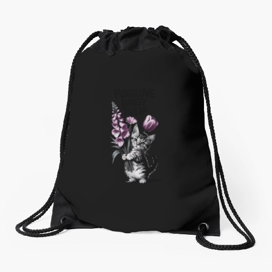 Subtle Floral Anti Trump Flowers Foxglove Daisy Drawstring Bags