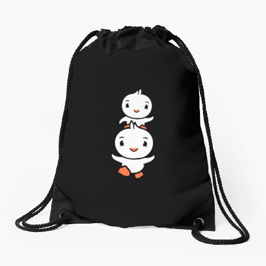 2 Ducks Dad Baby Child Piggyback Run Head Funny Drawstring Bags