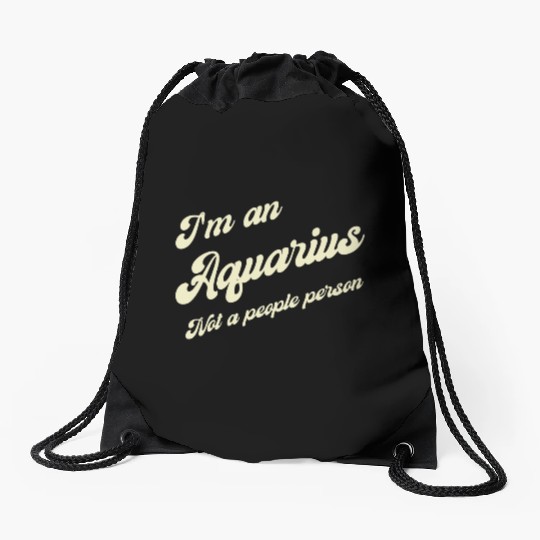 aquarius not a people person Drawstring Bags