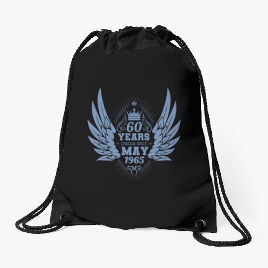 60th birthday angel wings unique since May 1965 Drawstring Bags