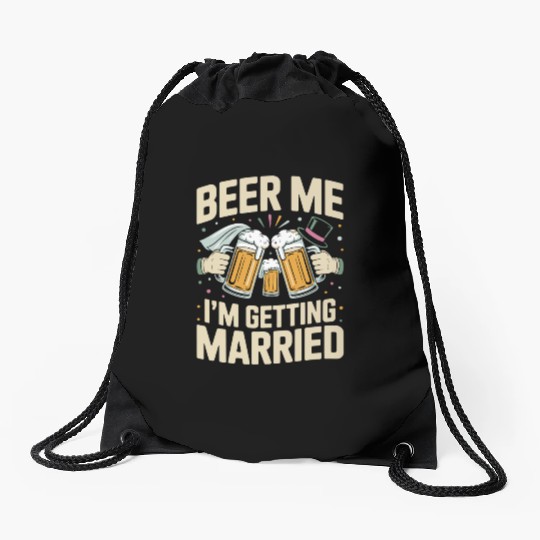 Beer Bachelorette party Funny Bride and Groom Drawstring Bags