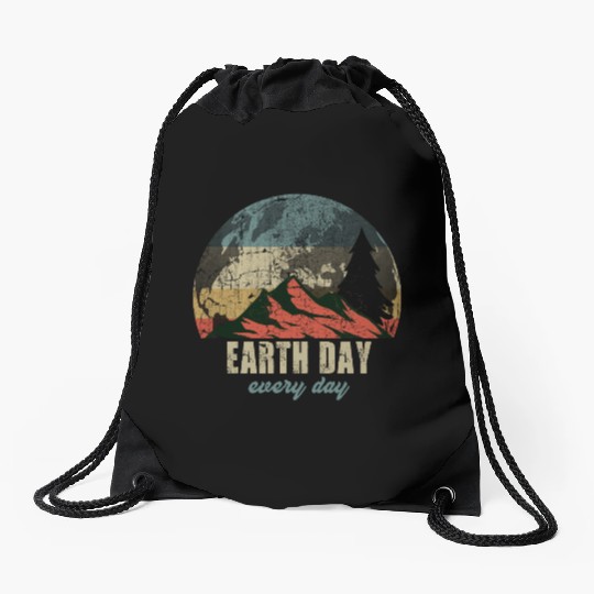 Earth Day Everyday Drawstring Bags, vintage Drawstring Bags