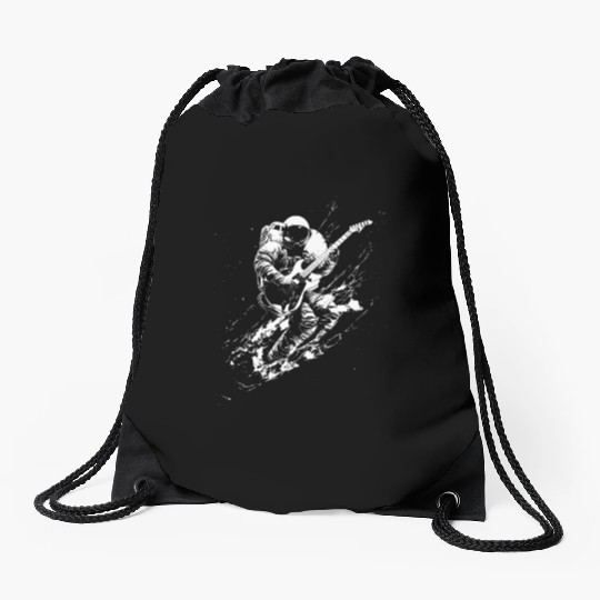 Deep Space Astro Rocker - Astronaut playing Drawstring Bags