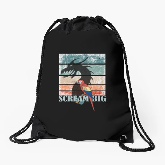 Scream Big Parrot Dragon Fusion Drawstring Bags