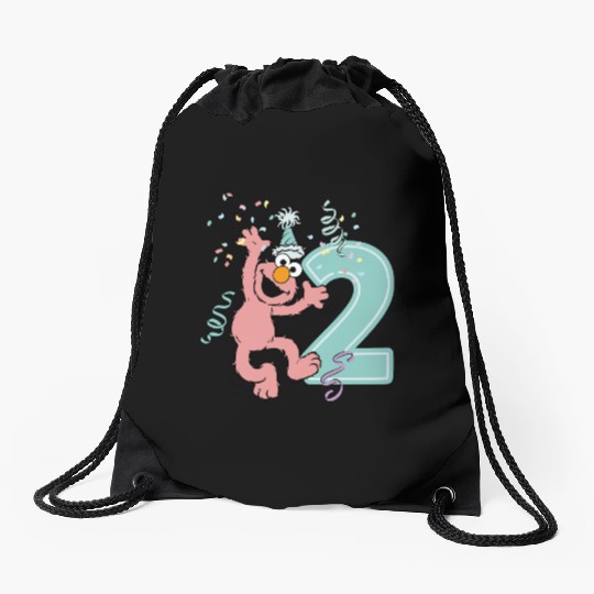 Sesame Street Birthday Design With Elmo Two Years Drawstring Bags