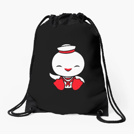 Duck sailor sailor hat waving happily fisherman Drawstring Bags