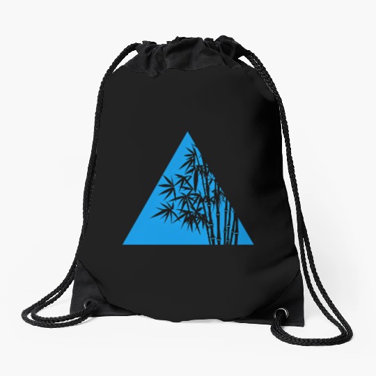 A Blue Triangle and Bamboo Drawstring Bags