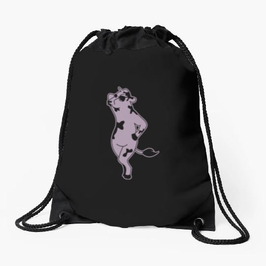 Elegant Cow Model Silhouette Farm Drawstring Bags