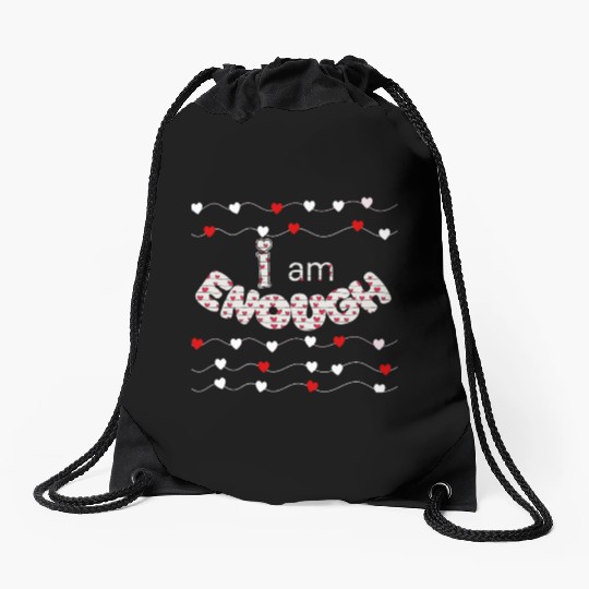I Am Enough - Faith & Love Design | Psalm 139:14 Drawstring Bags