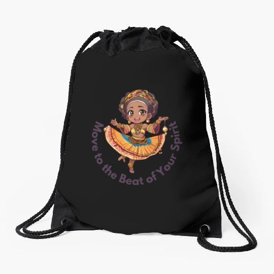 Chibi Afro Dancer – Spirit in Motion Drawstring Bags