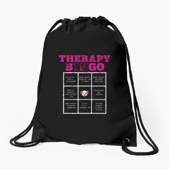 Therapy Bingo Card Drawstring Bags Dark Humor Mental Healt