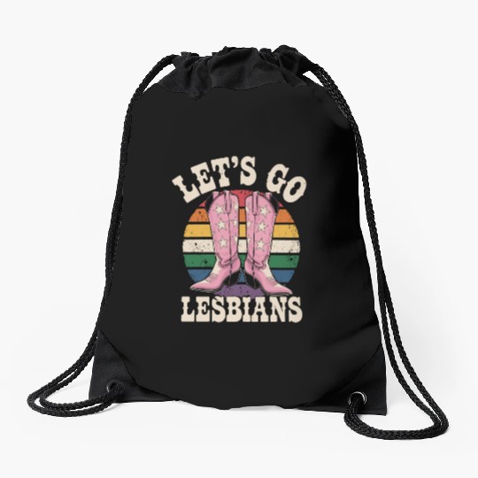 Let’s Go Lesbians Subtle Lesbian Pride Drawstring Bags