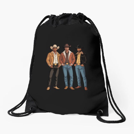 Cowboy Black African American Rodeo Drawstring Bags