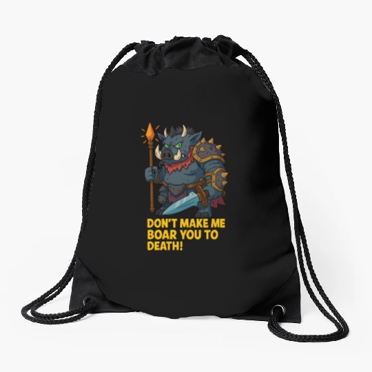 Boar Warrior Cartoon Drawstring Bags
