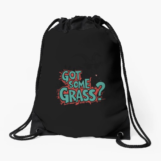 Goat Some Grass? Meme Goat Energy Drawstring Bags
