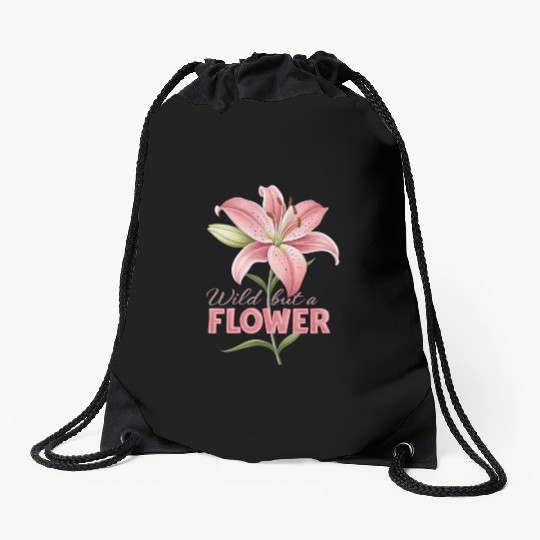 huge lily rose design Drawstring Bags