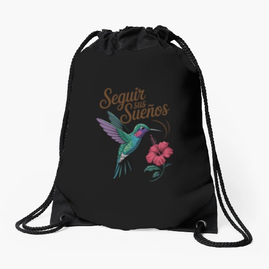 Seguir Sus Suenos Follow Your Dreams Hummingbird Drawstring Bags