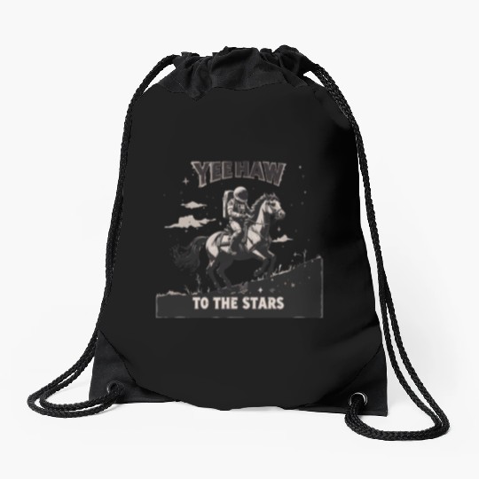 Space Cowboy Yeehaw Drawstring Bags