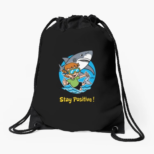 Stay Positive | Motivational Typography & Inspirat Drawstring Bags