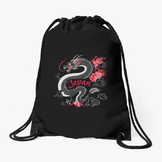 Majestic Japanese Dragon Tattoo Style Art design Drawstring Bags