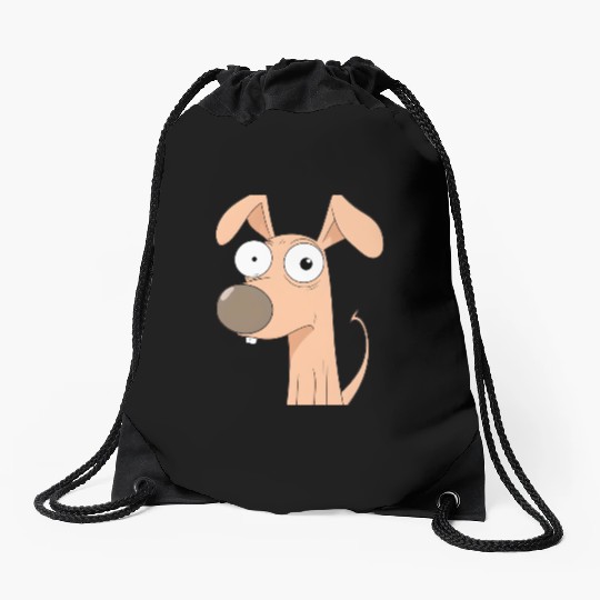 Goofy Cartoon Dog with Bulging Eyes Drawstring Bags