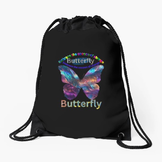 "Vibrant Butterfly 'Embrace Change' Drawstring Bags.