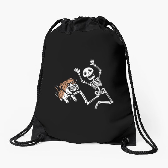 Skeleton running Drawstring Bags