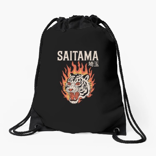 Vintage Saitama Drawstring Bags – Bold Tiger Tattoo Design