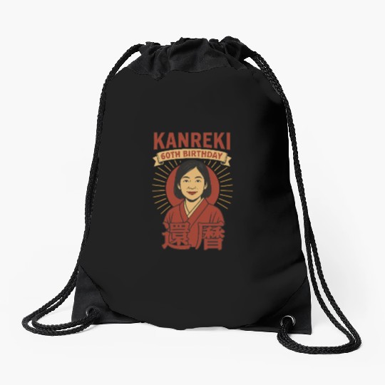 Kanreki 60th Birthday Design – Japanese Woman in Drawstring Bags