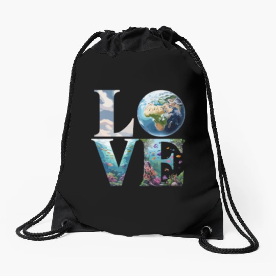 Love for Our Planet: Oceans and Earth Drawstring Bags