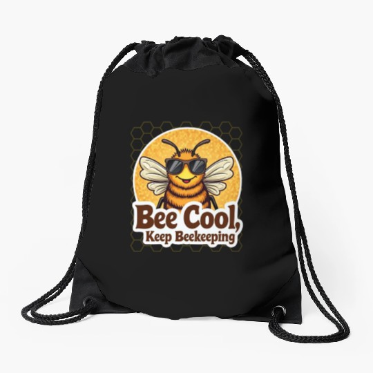 Cool Beekeeper Bee with Sunglasses Drawstring Bags